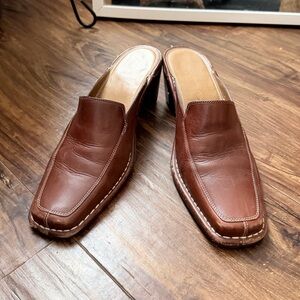 Women’s Brown Leather Heeled Mule